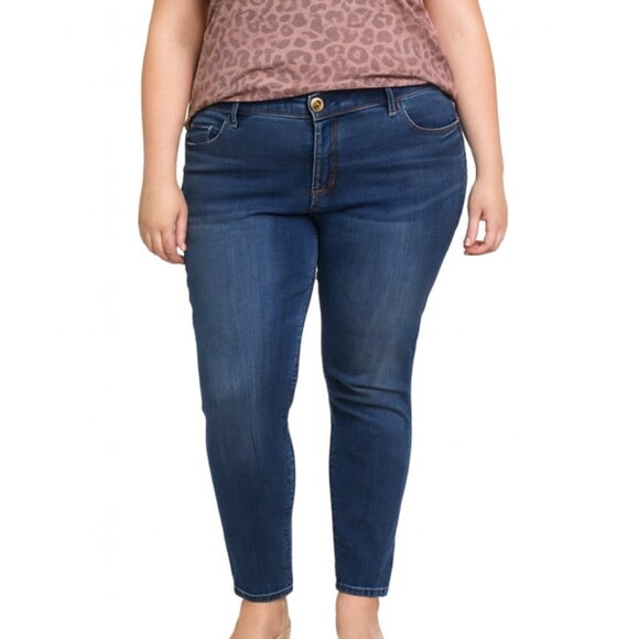 Democracy Womens "Ab"solution® Ankle Skimmer Stretch Denim Blue Jeans Size 16 - Picture 1 of 10